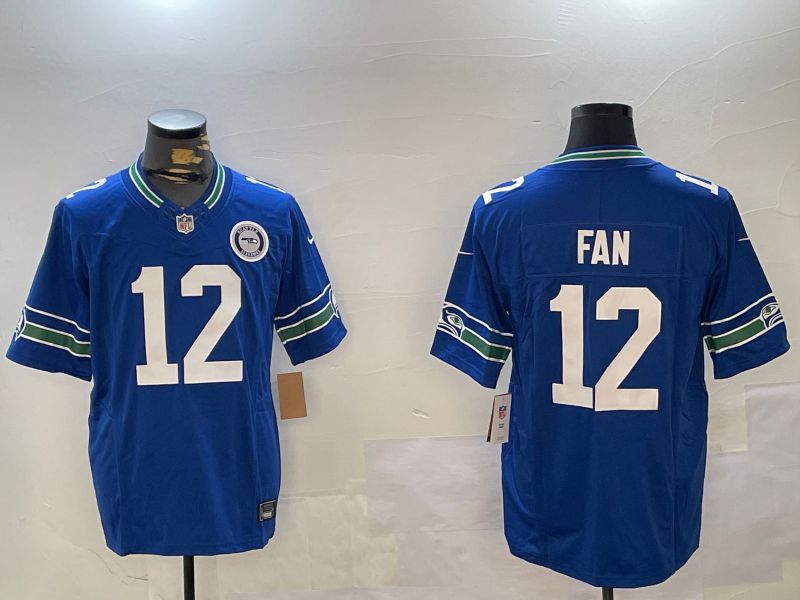 Men Seattle Seahawks #12 Fan Blue Throwback three generations 2024 Nike Limited NFL Jersey style 2->philadelphia eagles->NFL Jersey